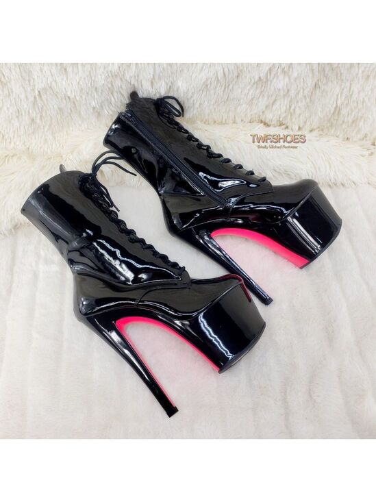 Pleaser Shoes - Sky 1020TT Black Patent High Heel Ankle Boots